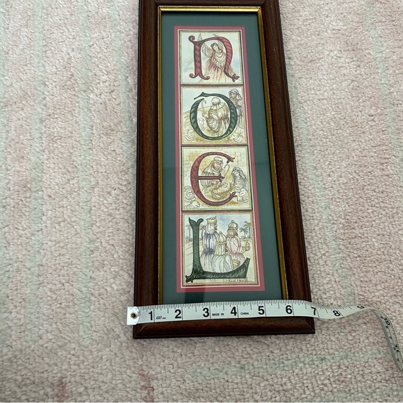 NOEL Art Print Christmas Decor Nativity & Angel in BROWN & GOLD FRAME - Picture 6 of 12